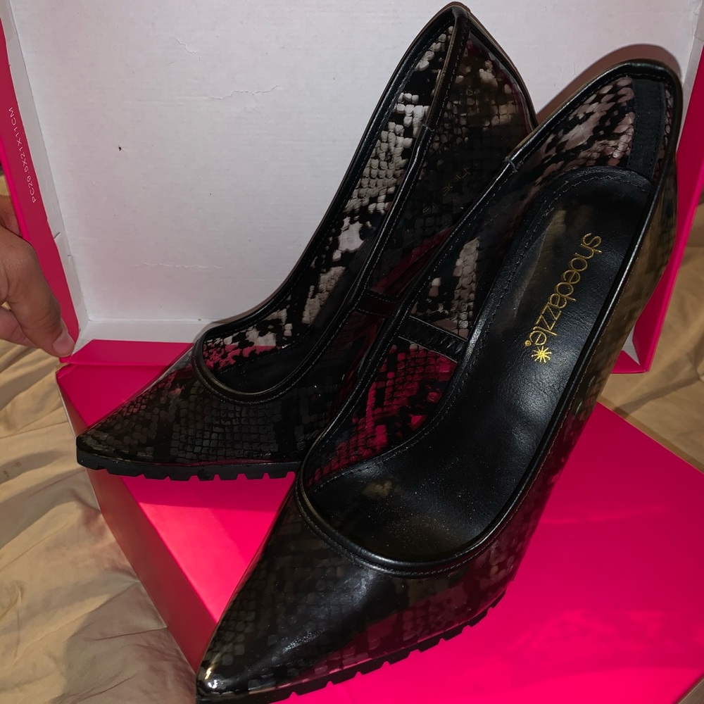 Black clear heels with a sports sole